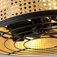 Metal Framed Woven Ceiling Fan Light