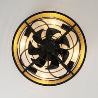 Metal Framed Woven Ceiling Fan Light