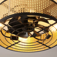 Metal Framed Woven Ceiling Fan Light