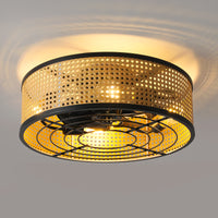 Metal Framed Woven Ceiling Fan Light