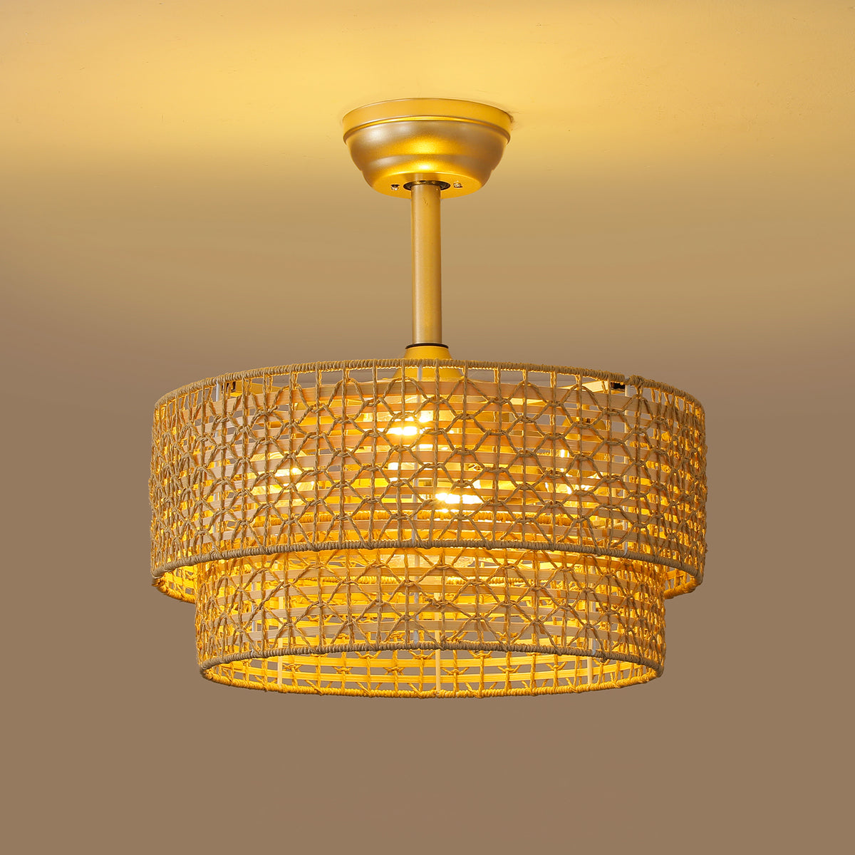 Framed Woven Ceiling Fan Light