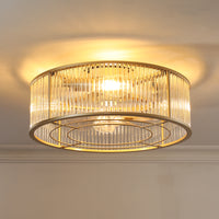 Crystal Column Cage Ceiling Fan Light