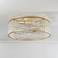 Crystal Column Cage Ceiling Fan Light