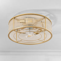 Crystal Column Cage Ceiling Fan Light