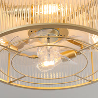Crystal Column Cage Ceiling Fan Light