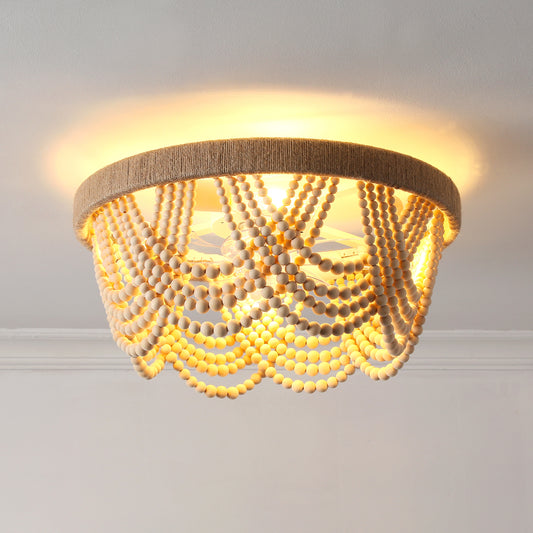 Wood Bead Ceiling Fan Light