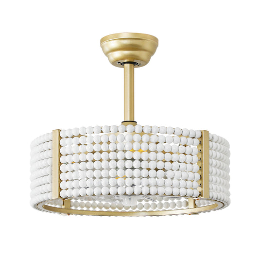 Boho Wood Beaded Ceiling Fan with Light