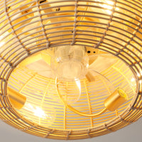 Handwoven Rattan Ceiling Fan Light