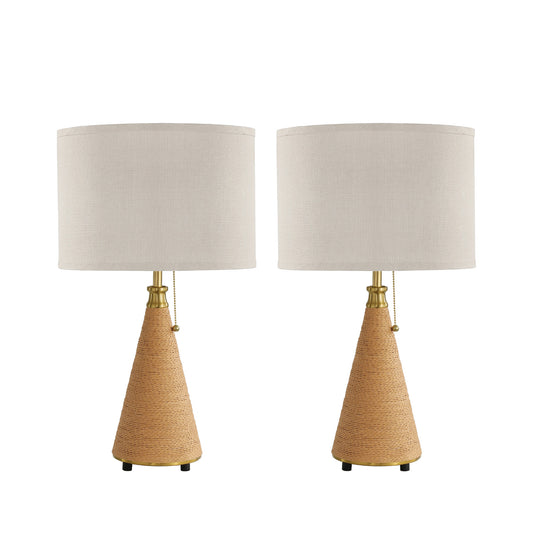 Linen Shade Metal Table Lamp (Set of 2)