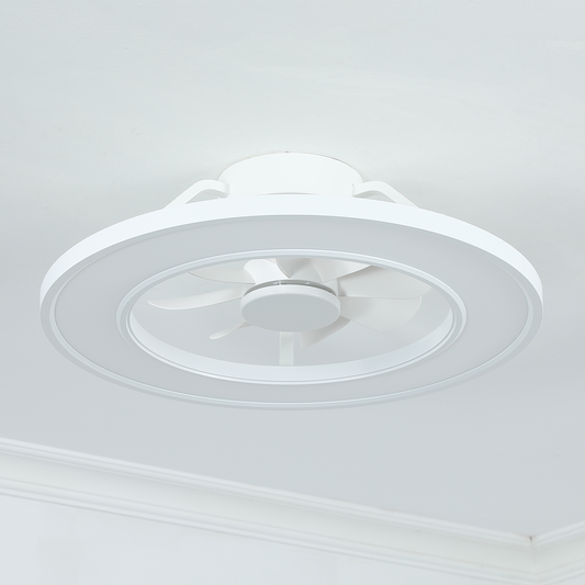 20" Smart Indoor White Flush Mount Dimmable LED Modern Ceiling Fan With 1000+RGB Ambient Light APP/Remote Control