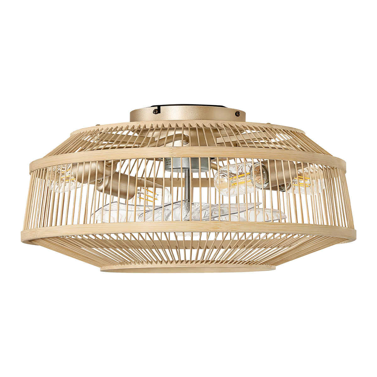 Boho Bamboo Caged Ceiling Fan with Light