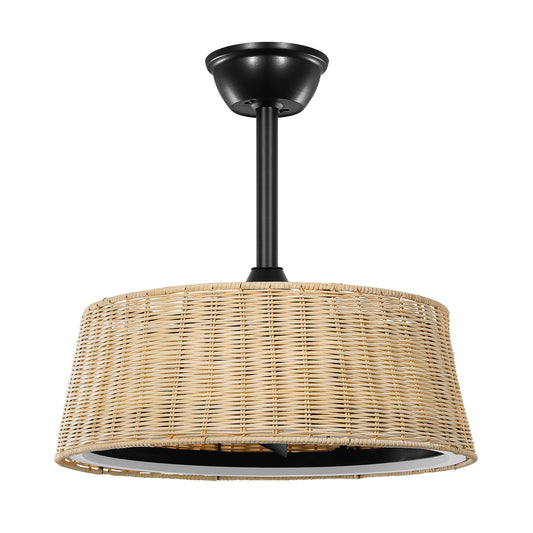 Boho Rattan Ceiling Fan with Light