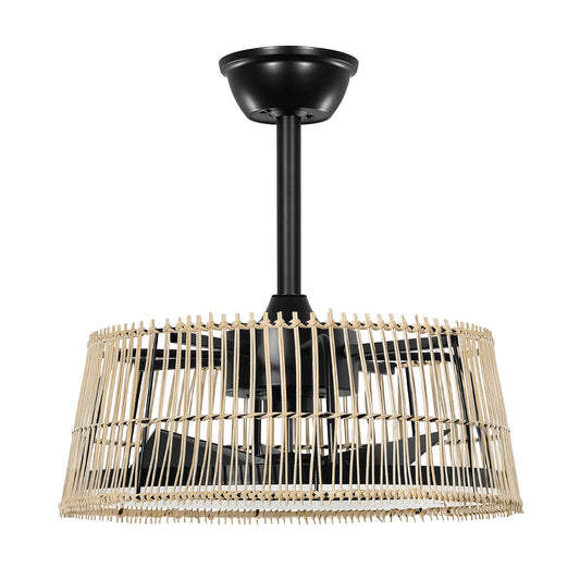 Boho Rattan Ceiling Fan with Light