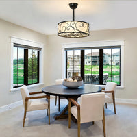 19" Semi-Flush Mount Ceiling Fan with Lantern-Style Light