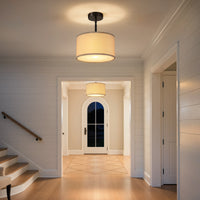 60-Watt Cylindrical Fabric Pendant Light