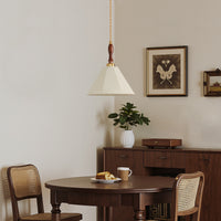 60-Watt 1-Light Vintage Walnut Pendant Light with Fabric Shade Adjustable Height Cone Hanging Lamp For Kitchen Island