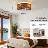 20" Flush Mount Ceiling Fan with Light