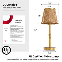 18" Modern Rattan Table Lamp (Dimmable)