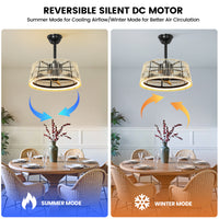 20" Bohemian-Style Rattan Ceiling Fan (with Light and Remote Control) — Supports LED Dimming and Smart App Control; Semi-Flush Mount Design, Suitable for Bedrooms and Living Rooms.