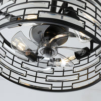19" Ceiling Fan with Lantern-Style Crystal Light Shade
