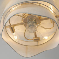 20" Indoor White Bohemian-Style Caged, Tiered Rattan Ceiling Fan with Light