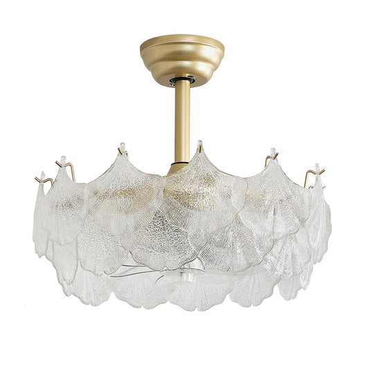 Crystal Ginkgo Leaf Ceiling Fan with Light